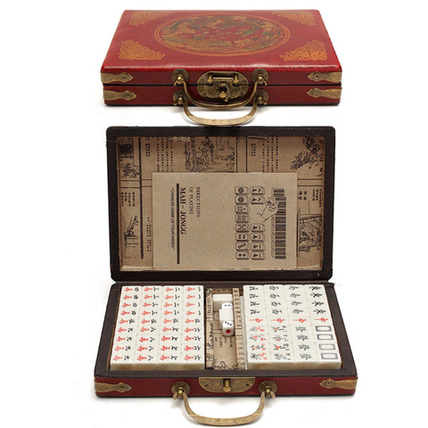 Jeu de Mah-Jong avec 144 tuiles numérotées, jouet chinois Portable avec boîte, jeu de société ► Photo 1/6