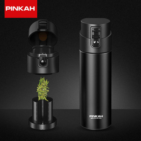 PINKAH – bouteille Thermos de 530ml, avec filtre à thé, scellée sous vide, en acier inoxydable, pour le lait, grande capacité, isolée, pour voyage ► Photo 1/6