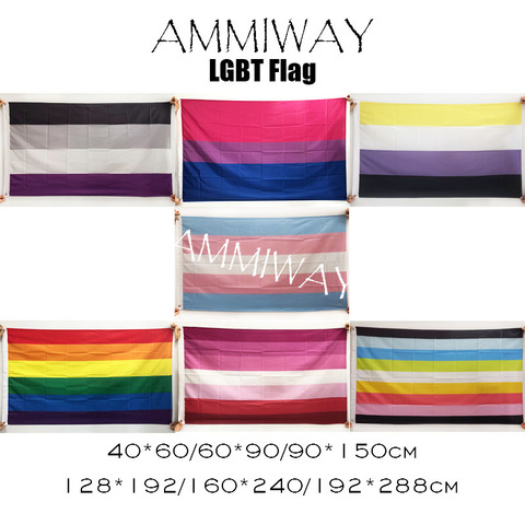 AMMIWAY – drapeaux Double face personnalisés, unisexe, Non binaire, NB, transgenre, Gay, Gay, fier, arc-en-ciel, LGBT ► Photo 1/3