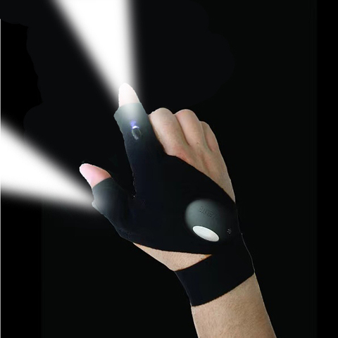 Gants sans doigts pour la pêche en plein air, couverture lampe de poche LED, kit de survie, camping, randonnée, vélo, sauvetage, pour cyclisme, lampe de poche LED ► Photo 1/6