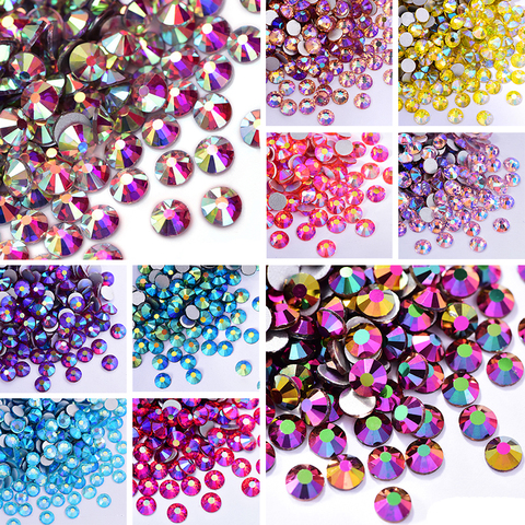 Mélanger la taille du cristal AB coloré Non Hotfix strass points négatifs Flatback verre pierre ongles strass diamant pour les décorations de bricolage B117 ► Photo 1/6