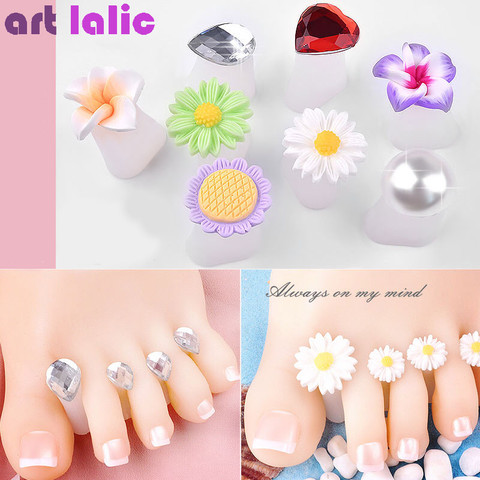 8 Pcs/Pack séparateur d'orteils mignon doux Silicone orteils serrure outils marguerite en forme de coeur strass Nail Art 2022 Style japonais ► Photo 1/6