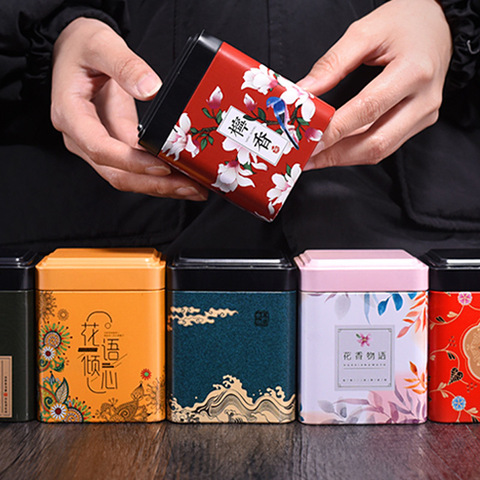 Mini bocal carré en fer blanc, boîte créative universelle, petites boîtes de thé, bonbons parfumés, boîte de rangement de thé vert ► Photo 1/6