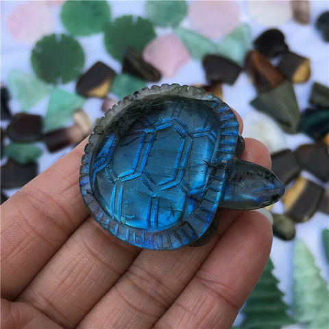 Tête de tortue en Labradorite naturelle sculptée à la main, 1 pièce, crâne Reiki, guérison aléatoire ► Photo 1/6