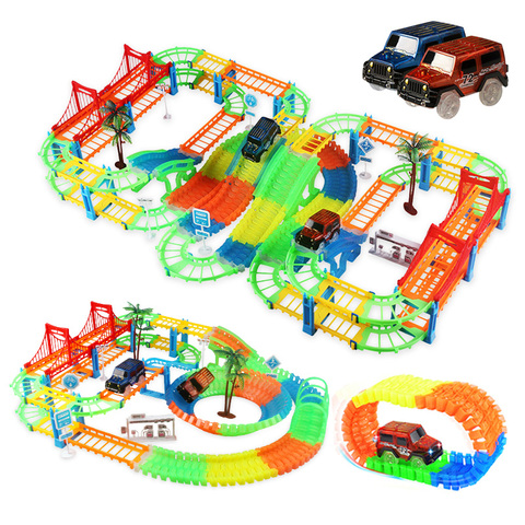 Chemin de fer piste de course bricolage Flexible Rail de courbure brillant dans le noir électronique Flash lumière voiture Puzzle jouets cadeau pour les enfants ► Photo 1/6