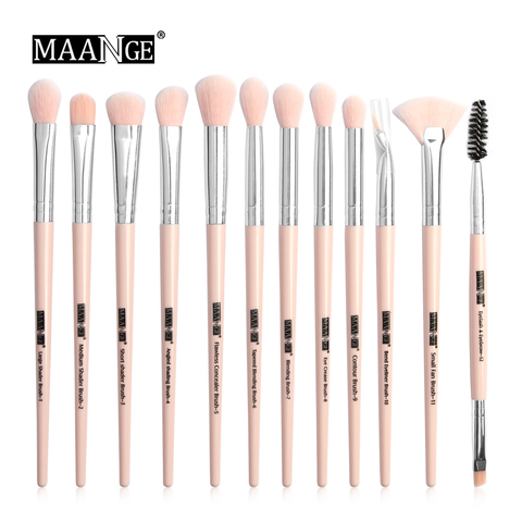 12/1 pièces MAANGE beauté maquillage pinceaux ensemble cosmétique fond de teint poudre Blush ombre à paupières lèvres mélange maquillage brosse trousse à outils ► Photo 1/6