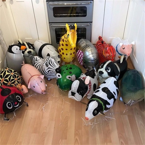 Mélange de Ballons hélium en animaux, Ballons à air en forme d'animaux mignons tigre dinosaure Panda chien chat, décorations de fête anniversaire pour enfants adultes ► Photo 1/6