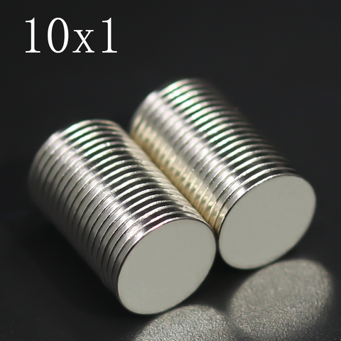 20/50/100/200/500 Pcs 10x1 aimant néodyme 10mm x 1mm N35 NdFeB rond Super puissant fort Permanent magnétique imanes disque 10x1 ► Photo 1/6