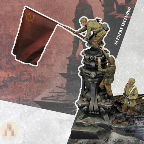 Figurine modèle de soldat GK en résine 1/35, le drapeau sur les scènes de BERLIN, y compris le thème militaire de la seconde guerre mondiale, kit non assemblé et non peint ► Photo 1/5