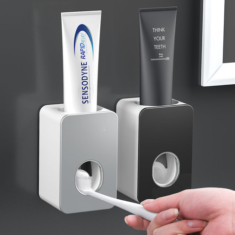 Distributeur automatique de dentifrice, porte-brosse à dents anti-poussière, support mural, ensemble d'accessoires de salle de bain, presse-dentifrice ► Photo 1/6