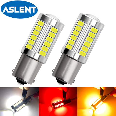 2 PIÈCES P21W LED 1156 BA15S PY21W BAU15S 1157 BAY15D P21/5W 33SMD Ampoule T20 7443 W21/5W Lampe Pour Voiture Clignotant Ambre Blanc ► Photo 1/6