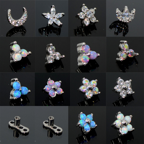 Gemme opale en titane G23, Micro ancre en cristal, Top, Piercing à la Surface, bijoux du corps 14G ► Photo 1/6