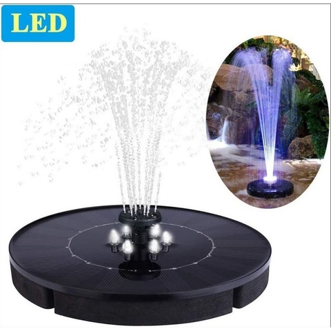 Fontaine solaire, 2.4 W, 6 LED, 5 différentes buses pour fontaine d'eau, panneau solaire d'extérieur, pour jardin, piscine, étang, décoration de jardin ► Photo 1/6