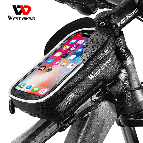 WEST BIKING – sac étanche pour cadre avant de vélo, sacoche pour cadre avant de vtt, pour Tube supérieur à écran tactile de 6 à 7.2 pouces, étui pour téléphone, accessoires de cyclisme ► Photo 1/6