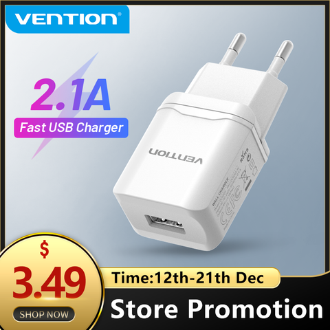 Vention USB chargeur 5V 2.1A rapide USB chargeur mural adaptateur ue pour iPhone 11 Pro X 8 Huawei Samsung S8 Xiaomi chargeur de téléphone portable ► Photo 1/6