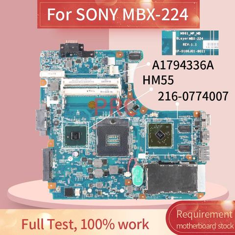 MBX-224 A1794336A pour SONY VPCEA M961 MP MB MBX-224 carte mère d'ordinateur portable 1P-0106J01-8011 HM55 216-0774007 DDR3 carte mère pour ordinateur portable ► Photo 1/6