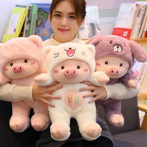 Peluche cochon 30/60cm pour enfants, jouet Cosplay chat, ours et chien, oreiller cochon doux, cadeau d'anniversaire et de noël ► Photo 1/6