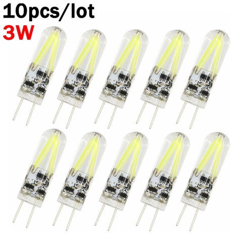 Mini G4 COB LED ampoule à filaments, lampes de remplacement, halogènes, lustre, éclairage domestique, 3W, 15W, AC / DC 12V, 10 pièces ► Photo 1/6