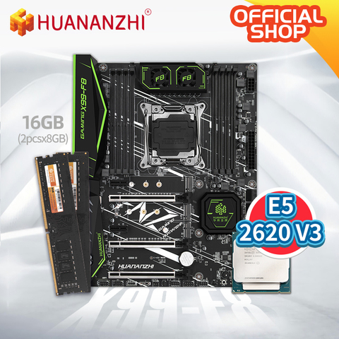 HUANANZHI X99 F8 X99 carte mère avec Intel XEON E5 2620 v3 avec 2*8G DDR4 NON-ECC kit de mémoire combo ensemble NVME SATA USB 3.0 ► Photo 1/1