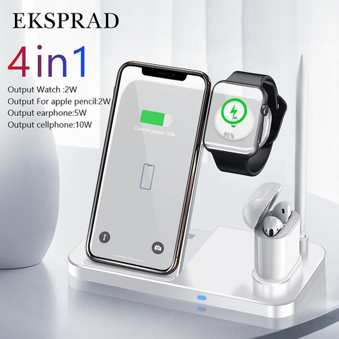 EKSPRAD chargeur sans fil 4 en 1 10W support de charge rapide pour iPhone 11 Pro XR X Xs Max pour Apple Watch 6 5 4 3 Airpods Pro crayon ► Photo 1/6