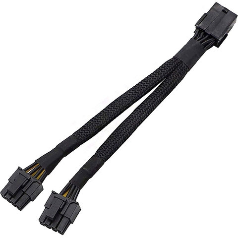 Adaptateur d'alimentation PCI Express tressé, 20cm, PCIe femelle à double 2X 8 broches (6 + 2) mâle, câble d'extension séparateur en Y ► Photo 1/6