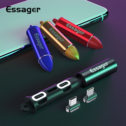 Essager Portable adaptateur de boîte de prise magnétique conteneur de stockage en métal pour iPhone Micro USB Type C aimant chargeur câble connecteur ► Photo 1/6