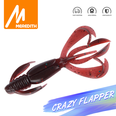 MEREDITH-leurre de pêche souple Crazy Flapper en Silicone, appât de pêche, crevette, bar, carpe, leurre de pêche à la turlutte, 70/90mm ► Photo 1/6