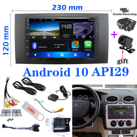 Lecteur radio multimédia de voiture Android 8.1 pour cadre Ford Focus 2 Din pour autoradio pour utilisation c-max s-max Fusion Transit Fiesta ► Photo 1/6