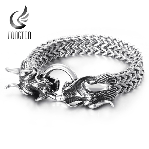 Fongten Hiphop Dragon maille chaîne Bracelet qualité acier inoxydable lourd charme Punk hommes bijoux de mode hommes Bracelets spéciaux ► Photo 1/6