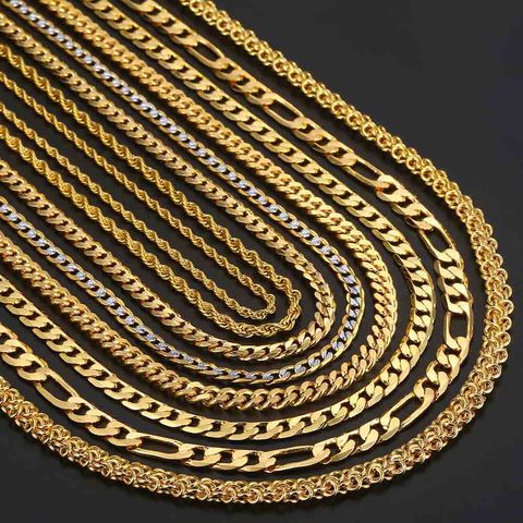Colliers en or pour femme et homme de 2, 3, 4, 5, 6 mm, chaîne, bordure serpent martelée, figaro, bijoux à la mode, DGNN2 ► Photo 1/6