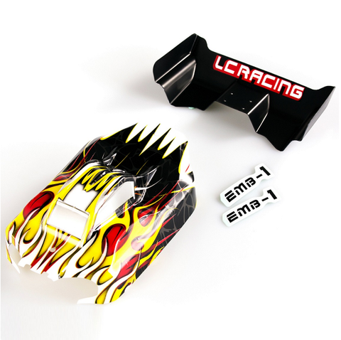 Le corps Original L6155/L6165 de coque de PC de BUGGY de la course 1/14 de LC peint/Transparent inclut la queue élevée de downforce avec l'autocollant ► Photo 1/5