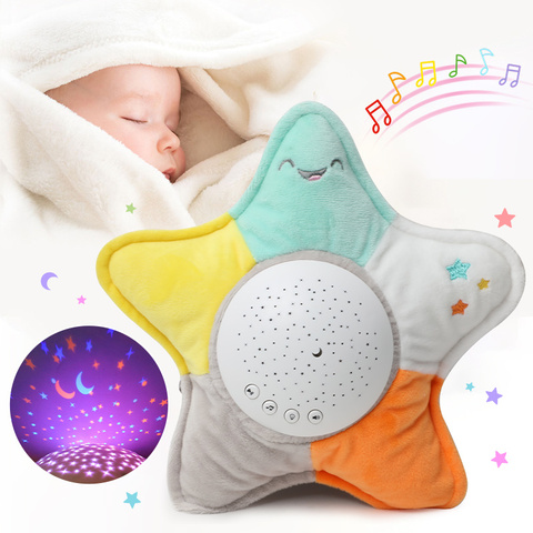 Jouets en peluche pour enfants, lampe de nuit à Led en peluche, avec musique et étoiles, projecteur lumineux pour garçons et filles ► Photo 1/6