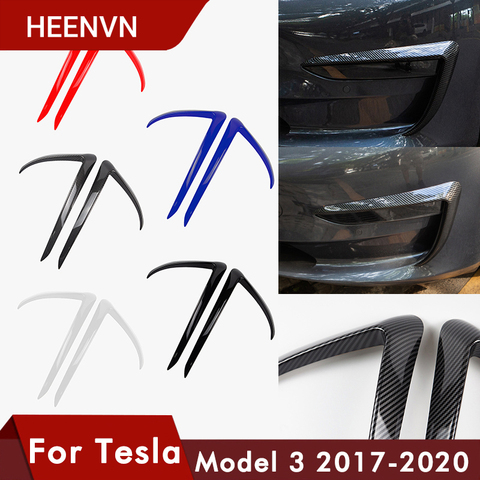 Heenv n – garniture de lame avant pour Tesla modèle 3, accessoires en Fiber de carbone ABS, noir et blanc, accessoires de voiture modèle 3 modèle 3 2022 ► Photo 1/6