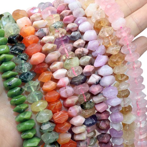 Perles en pierre d'agates naturelles irrégulières, améthystes, Quartz, Apatite, Rhodonite, aigue-marine, pour la fabrication de bijoux, accessoires pour bracelets ► Photo 1/6