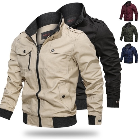 Veste style militaire aviateur pour homme, tissu en coton, disponible en grande taille, idéale pour l'automne et le printemps, collection de 2022 ► Photo 1/6