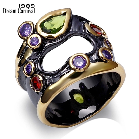 DreamCarnival1989 Olivine rouge violet couleur CZ anneaux pour femmes néo-gothique creux bijoux mariage Valentine cadeau Anel das mulheres ► Photo 1/6