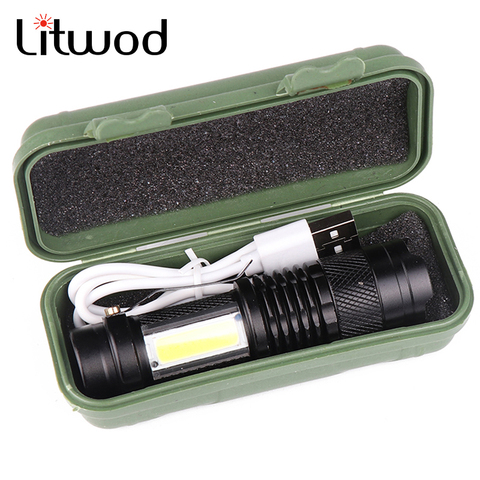 Construit dans la batterie XP-G Q5 Zoom Focus Mini lampe de poche led lampe torche lanterne 2000 Lumen réglable Penlight étanche pour l'extérieur ► Photo 1/6