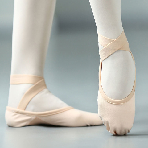 Chaussures de Ballet à bandes élastiques pour femmes, pantoufles de Ballet professionnelles en toile extensible et maille, chaussures de Pointe de danse, ballerines plates ► Photo 1/6