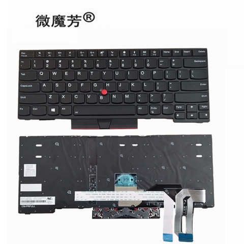 Rétro-éclairé clavier Anglais pour Lenovo Thinkpad E480 E485 L480 L380 T490 E490 E495 L490 T495 yoga L390 T480S P43S 01YP360 NOUS ► Photo 1/3