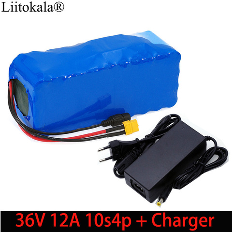 Liitokala – batterie li-ion 36V 12ah 10s4p 18650, prise XT60, pour voiture, moto, vélo électrique, Scooter, avec BMS et chargeur ► Photo 1/6