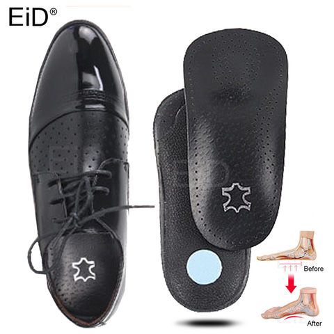 EiD 3/4 longueur cuir orthèse semelle intérieure pour pieds plats soutien de la voûte plantaire chaussures orthopédiques semelles intérieures pour pieds hommes et femmes soins des pieds ► Photo 1/6