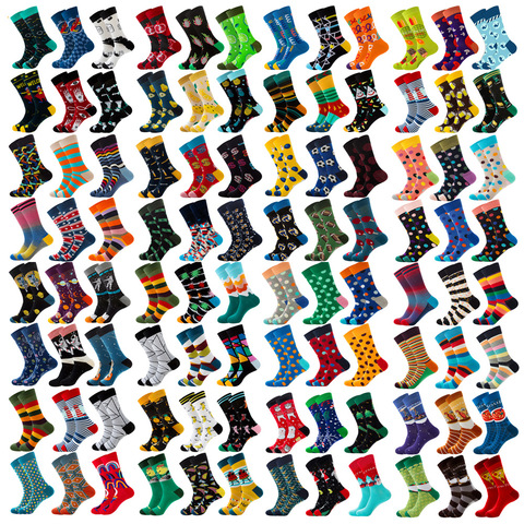 6 paires Hip Hop INS Style hommes/femmes chaussettes coton peigné heureux impression Art drôle chaussettes hommes décontracté équipage Skateboard chaussettes Long Tube ► Photo 1/6