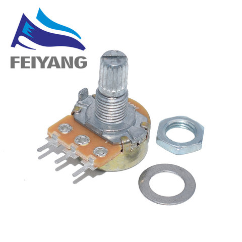 10 pcs WH148 3pin B1K B2K B5K B10K B20K B50K B100K B250K B500K B1M Linéaire Potentiomètre 15mm Arbre Avec écrous Et Rondelles ► Photo 1/3