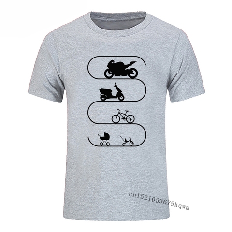 T-shirt manches courtes col rond homme, estival et classique, en coton, avec impression de vélo et moto ► Photo 1/6