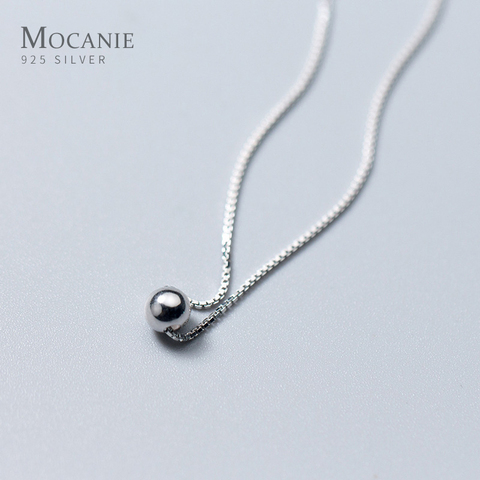 Modian à la mode minuscule Simple perle collier pendentif nouvelle vente 100% 925 Sterling argent rond bijoux pour femmes et filles cadeau de fête ► Photo 1/6