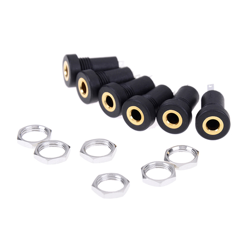 Prise Jack Audio 3.5MM, 2 pièces/lot, 3 pôles, noir, stéréo, à souder, montage sur panneau avec connecteur à écrous, noir ► Photo 1/6