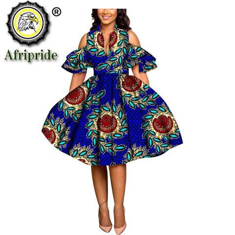 2022 africain imprimer robes pour femmes ankara tissu dashiki robe pétale manches fête de mariage robe a-ligne AFRIPRIDE S1825033 ► Photo 1/6