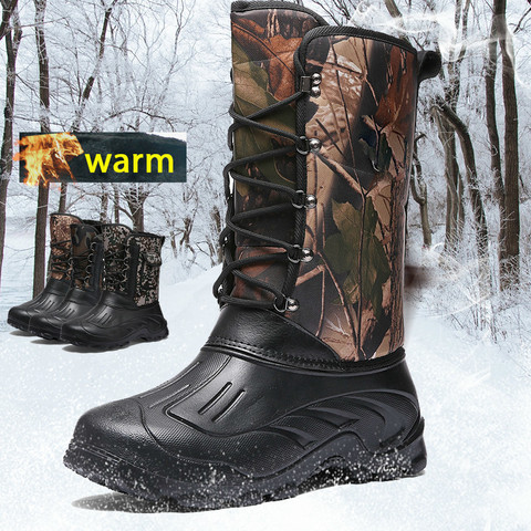 Taille 39-46 hiver hommes Camping en plein air randonnée pêche tactique chaussures chasse escalade antidérapant imperméable thermique mâle femmes bottes ► Photo 1/6