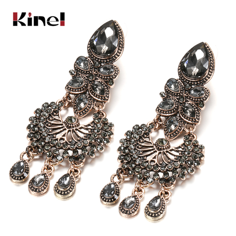 Kinel – longues boucles d'oreilles Boho pour femme, bijoux Vintage, cristal gris, couleur or, pour fête sur la plage, à la mode ► Photo 1/6