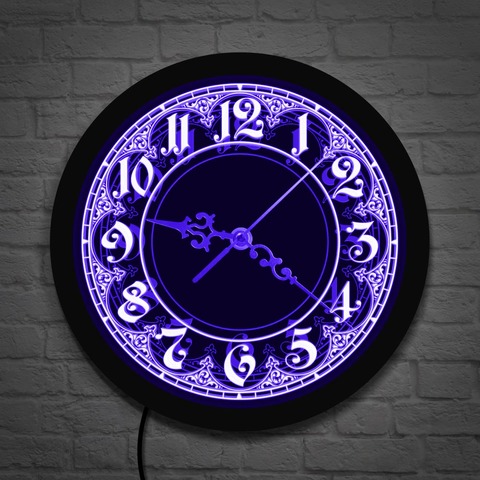 Horloge murale éclairée avec les chiffres arabes, Design Vintage, mur LED, pour décoration de la maison, avec les grands nombres, mur Led signes ► Photo 1/6